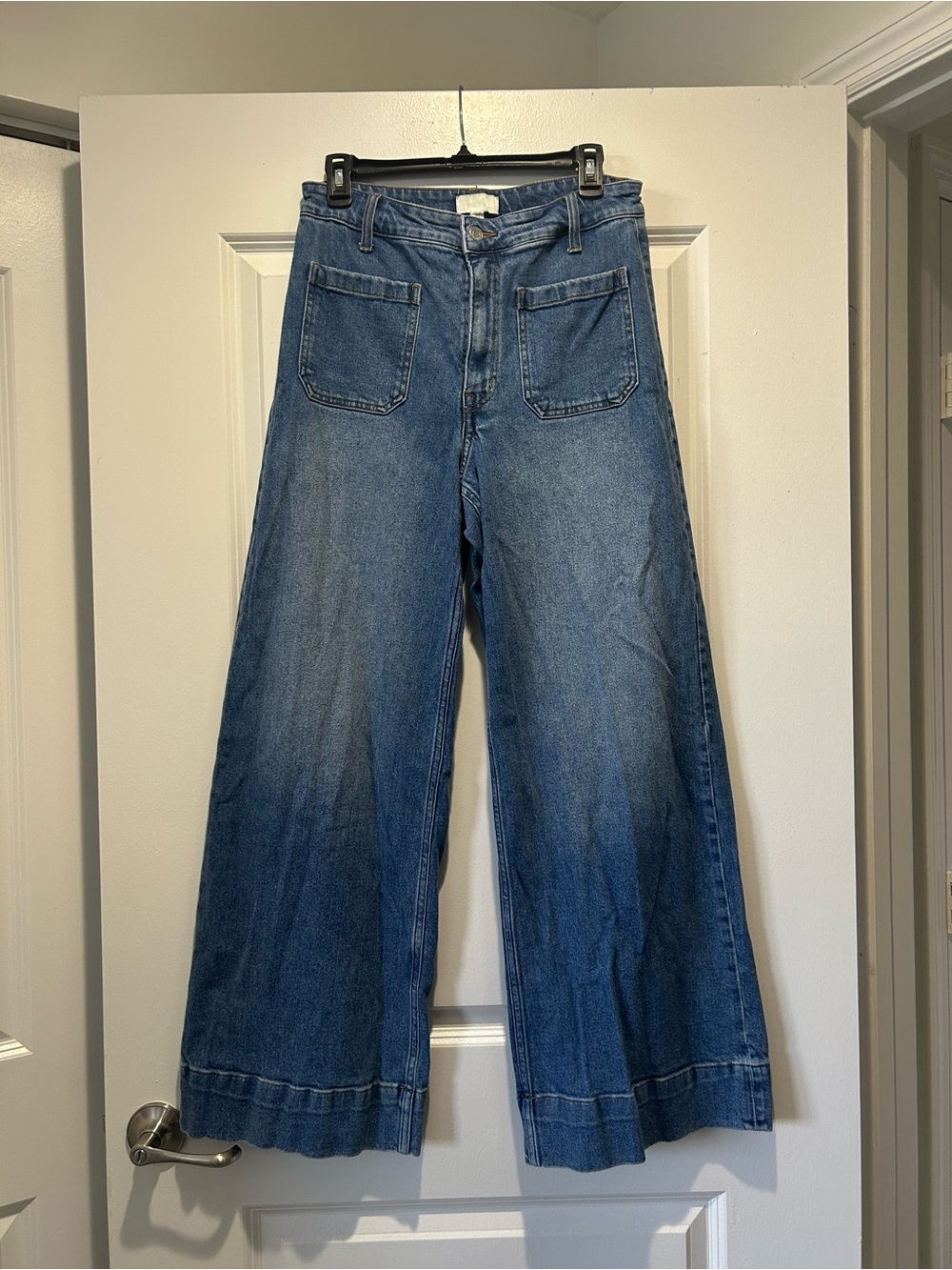 H&M Wide-Leg Denim Jeans in Medium Blue